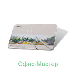 Карандаши акварельные 12цв. шестигранные в мет.пенале,MARCO