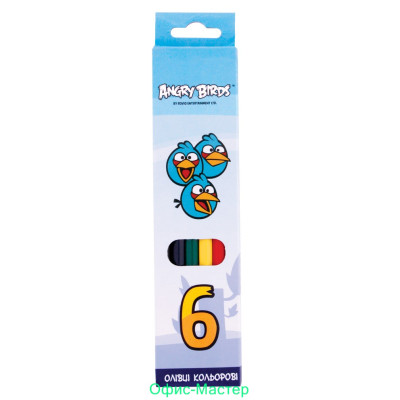 Олівці кольорові, 6 кольорів, Angry Birds