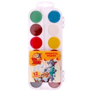 Акварель медова н/с "Tom and Jerry", 12 кольорів, б/пензлика, пластик