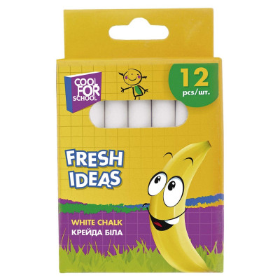 Крейда шкільна біла Fresh Ideas, 12 шт.