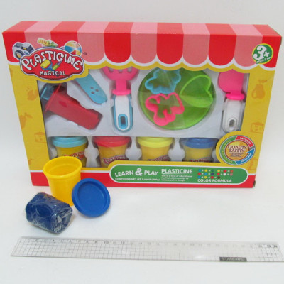 7761 Тесто д/лепки "Plasticine magical" 4цв*50g, набор с формочками и инструментами