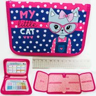JO-17023 Пенал без наполнения 1 отд. и 2 отвор. "My Little Cat", внутри цветной фон+расписание