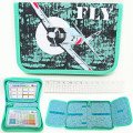 JO-17173 Пенал без наполнения 1 отд. и 2 отвор. "Fly", внутри цветной фон+расписание
