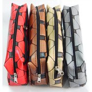 SFM1420 Пенал ткан. две змейки "Кожаные ромбики" 21x8x4см, с порол., mix