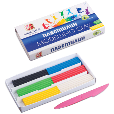 Пластилин "Классика" Луч 6цв.120гр,со стеком