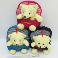 IMG_1666 Рюкзак детск с игрушкой "Мишка с бантиком" 26*22*9см, mix3