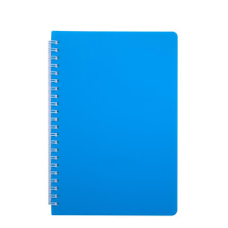 Книжка записн. на пруж. "BRIGHT" А5, 60л.,кл, пластик.обл., голубая
