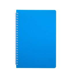 Книжка записн. на пруж. "BRIGHT" А5, 60л.,кл, пластик.обл., голубая
