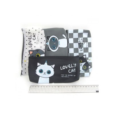 P3661 Пенал силикон. "Lovely cat" 19,5*10*3см, mix4