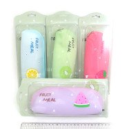P1571 Пенал силикон. "Fruit meal" 20*7*5см, блистер, mix4
