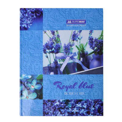 Книга обліку "BOHO CHIC" 96 арк/кліт.оф.(тв. лам. обкл), А4, синій
