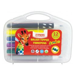 Фломастери-пензлики з грипом для комфортного малювання Jumbo, 12 кольорів