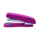 Степлер пластиковый RUBBER TOUCH до 20 л, (скобы №24, 26), розовый