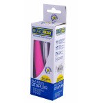 Степлер пластиковый RUBBER TOUCH до 20 л, (скобы №24, 26), розовый