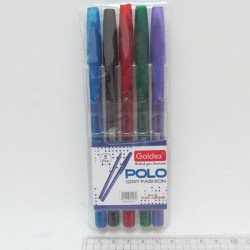 Набор масляных ручек Goldex Polo grip Fashion #422 Индия 1,0мм 5цв