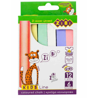 /Крейда кольорова квадратна 12 шт., картонна коробка, KIDS Line