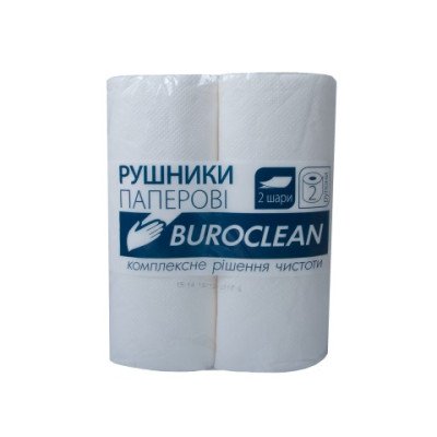 Полотенца целюлозные "Buroclean", по 2 рул., на гильзе, 2-х сл., белые