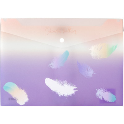Папка на кнопці А4+, Colourful Feather 02