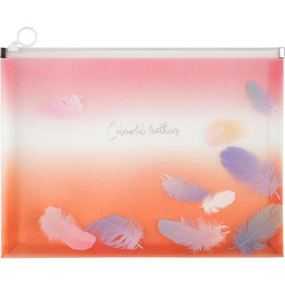 Папка на блискавці zip-lock А4+, Colourful Feather 04