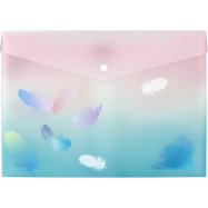 Папка на кнопке А4+, Colourful Feather 01