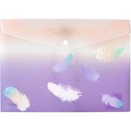 Папка на кнопке А4+, Colourful Feather 02