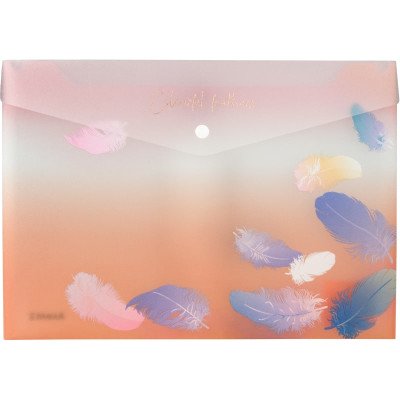 Папка на кнопці А4+, Colourful Feather 04