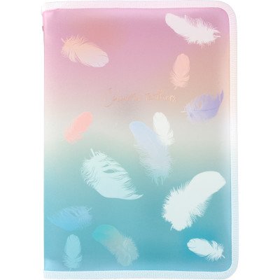 Папка об'ємна на блискавці А4+, Colourful Feather 01